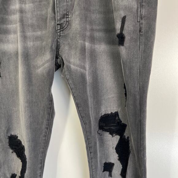Strivers Row Tupelo Distressed Jeans Black Destroyed Knees - Picture 7 of 11